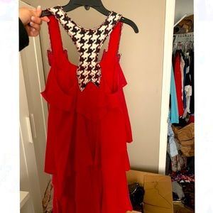 Red and houndstooth sun dress